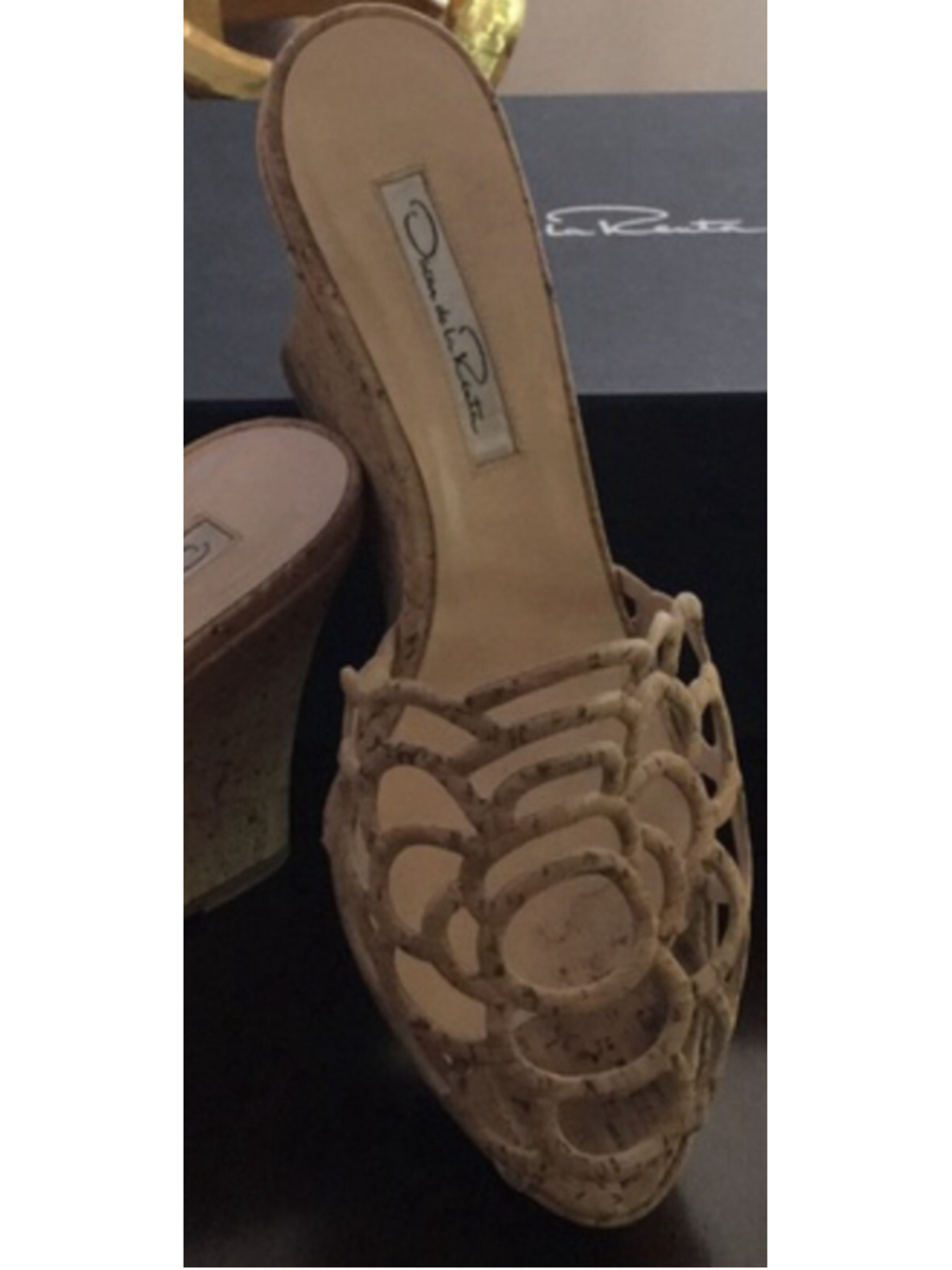 oscar de la renta cork wedges 36/6